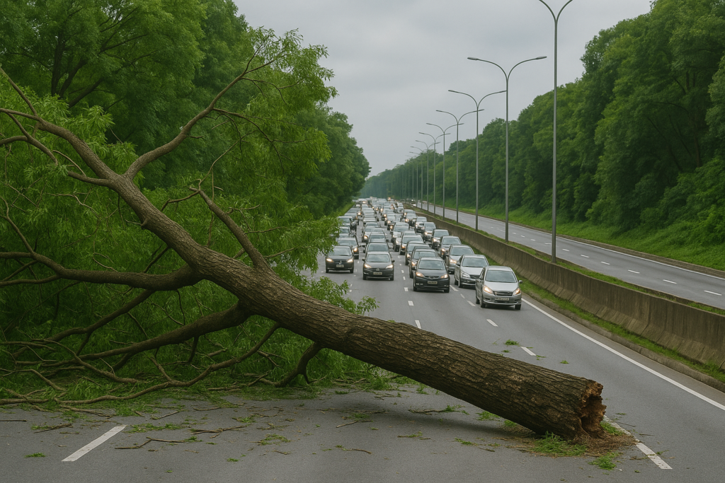 Quedas de árvores e acidentes ainda travam vias na Grande SP